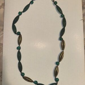 Elegant Green and Gold Beaded Necklace
